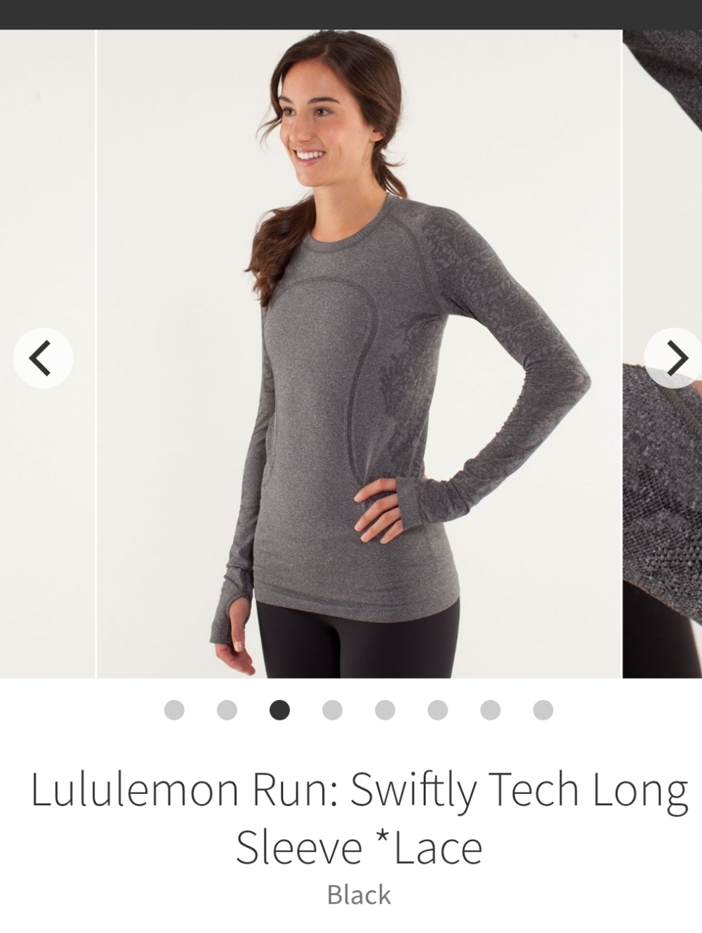 Lululemon Swiftly Tech Long Sleeve* Lace Top - Heathered Black Sz 4